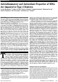 Cover page: Anti-inflammatory and Antioxidant Properties of HDLs Are Impaired in Type 2 Diabetes