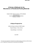 Cover page: A Review of Methods for the Manufacture of Residential Roofing Materials