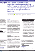 Cover page: Men care too: a qualitative study examining women’s perceptions of fathers’ engagement in early childhood development (ECD) during an ECD program for HIV-positive mothers in Malawi