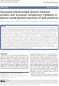 Cover page: Decreased mitochondrial electron transport proteins and increased complement mediators in plasma neural-derived exosomes of early psychosis