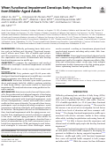 Cover page: When Functional Impairment Develops Early: Perspectives from Middle-Aged Adults.