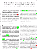 Cover page: High Rate/Low Complexity Space-Time Block Codes for 2x2 Reconfigurable MIMO Systems