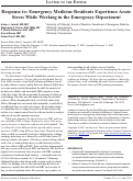 Cover page: Response to: Emergency Medicine Residents Experience Acute Stress While Working in the Emergency Department