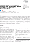 Cover page: Same Data Set, Different Conclusions: Preschool Delay of Gratification Predicts Later Behavioral Outcomes in a Preregistered Study