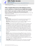 Cover page: Utility of Targeted Ultrasound to Predict Malignancy Among Lesions Detected on Contrast-Enhanced Digital Mammography.