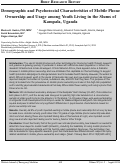 Cover page: Demographic and Psychosocial Correlates of Mobile Phone Ownership and Usage  among Youth Living in the Slums of Kampala, Uganda