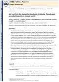 Cover page: Air quality in the Industrial Heartland of Alberta, Canada and potential impacts on human health