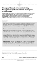 Cover page: Managing Through a Pandemic: A Daily Management System for COVID-19 Response and Recovery