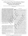 Cover page: A Physiological Time Series Dynamics-Based Approach to Patient Monitoring and Outcome Prediction