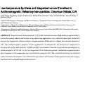 Cover page: Low-Temperature Synthesis and Magnetostructural Transition in Antiferromagnetic, Refractory Nanoparticles: Chromium Nitride, CrN