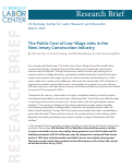 Cover page: The Public Cost of Low-Wage Jobs in the New Jersey Construction Industry