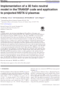 Cover page: Implementation of a 3D halo neutral model in the TRANSP code and application to projected NSTX-U plasmas