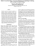 Cover page: Beliefs Versus Knowledge: A Necessary Distinction for Explaining, Predicting, and Assessing Conceptual Change