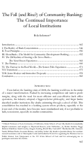 Cover page: The Fall (and Rise?) of Community Banking: The Continued Importance of Local Institutions