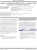 Cover page: Emergency Medicine Residents Experience Acute Stress While Working in the Emergency Department