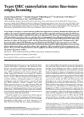 Cover page: Yeast ORC sumoylation status fine-tunes origin licensing