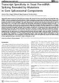 Cover page: Transcript Specificity in Yeast Pre-mRNA Splicing Revealed by Mutations in Core Spliceosomal Components