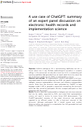 Cover page: A use case of ChatGPT: summary of an expert panel discussion on electronic health records and implementation science.