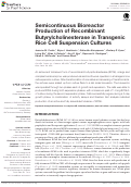 Cover page: Semicontinuous Bioreactor Production of Recombinant Butyrylcholinesterase in Transgenic Rice Cell Suspension Cultures