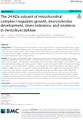 Cover page: The 24-kDa subunit of mitochondrial complex I regulates growth, microsclerotia development, stress tolerance, and virulence in Verticillium dahliae.