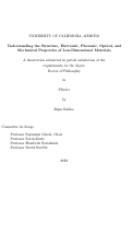 Cover page: Understanding the Structure, Electronic, Phononic, Optical, and Mechanical Properties of Low-Dimensional Materials