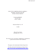 Cover page: Executive Compensation in America: Optimal Contracting or Extraction of Rents?