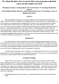 Cover page: It's about the plan: how to ensure that your program evaluation gives you the results you need