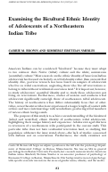 Cover page: Examining the Bicultural Ethnic Identity of Adolescents of a Northeastern Indian Tribe