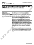 Cover page: Wastewater sequencing reveals early cryptic SARS-CoV-2 variant transmission