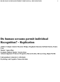 Cover page: Do human screams permit individual recognition? - Replication