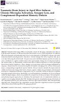 Cover page: Traumatic Brain Injury in Aged Mice Induces Chronic Microglia Activation, Synapse Loss, and Complement-Dependent Memory Deficits