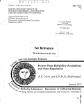 Cover page: POWER PLANT RELIABILITY-AVAILABILITY AND STATE REGULATION. VOLUME 7 OF THE FINAL REPORT ON HEALTH AND SAFETY IMPACTS OF NUCLEAR, GEOTHERMAL, AND FOSSIL-FUEL ELECTRIC GENERATION IN CALIFORNIA