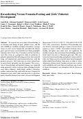 Cover page: Breastfeeding Versus Formula-Feeding and Girls’ Pubertal Development