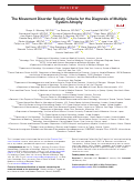 Cover page: The Movement Disorder Society Criteria for the Diagnosis of Multiple System Atrophy