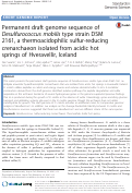 Cover page: Permanent draft genome sequence of Desulfurococcus mobilis type strain DSM 2161, a thermoacidophilic sulfur-reducing crenarchaeon isolated from acidic hot springs of Hveravellir, Iceland