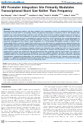 Cover page: HIV promoter integration site primarily modulates transcriptional burst size rather than frequency.