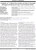 Cover page: Comments on “A Shorter Door-In-Door-Out Time Is Associated with Improved Outcome in Large Vessel Occlusion Stroke”