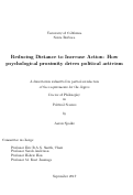 Cover page: Reducing Distance to Increase Action: How psychological proximity drives activism