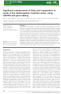 Cover page: Significant enhancement of fatty acid composition in seeds of the allohexaploid, Camelina sativa, using CRISPR/Cas9 gene editing