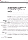 Cover page: Spontaneous Neural Activity in the Superior Temporal Gyrus Recapitulates Tuning for Speech Features