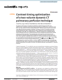 Cover page: Contrast timing optimization of a two-volume dynamic CT pulmonary perfusion technique