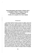 Cover page: On the Description and Greatness of Mexico City: A Translation of Book 4, Chapters 24 and 25, of Francisco Cervantes de Salazar's Crónica de la conquista de la Nueva España