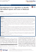 Cover page: Development of an algorithm to identify fall-related injuries and costs in Medicare data