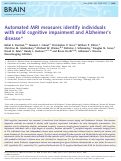 Cover page: Automated MRI measures identify individuals with mild cognitive impairment and Alzheimer's disease*