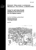 Cover page: Energy Use and Carbon Dioxide Emissions in the Steel Sector in Key Developing Countries