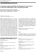 Cover page: Leadership in Adolescent Health: Developing the Next Generation of Maternal Child Health Leaders Through Mentorship