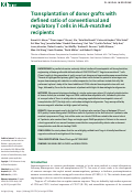 Cover page: Transplantation of donor grafts with defined ratio of conventional and regulatory T cells in HLA-matched recipients.