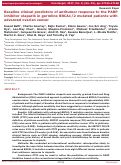 Cover page: Baseline clinical predictors of antitumor response to the PARP inhibitor olaparib in germline BRCA1/2 mutated patients with advanced ovarian cancer