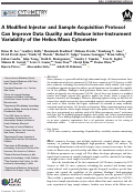 Cover page: A Modified Injector and Sample Acquisition Protocol Can Improve Data Quality and Reduce Inter‐Instrument Variability of the Helios Mass Cytometer