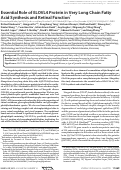 Cover page: Essential Role of ELOVL4 Protein in Very Long Chain Fatty Acid Synthesis and Retinal Function*